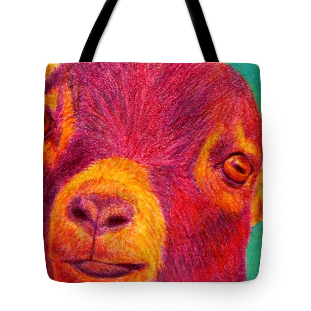 Goat Tote Bag featuring the drawing Hey Kid by Ann Ranlett