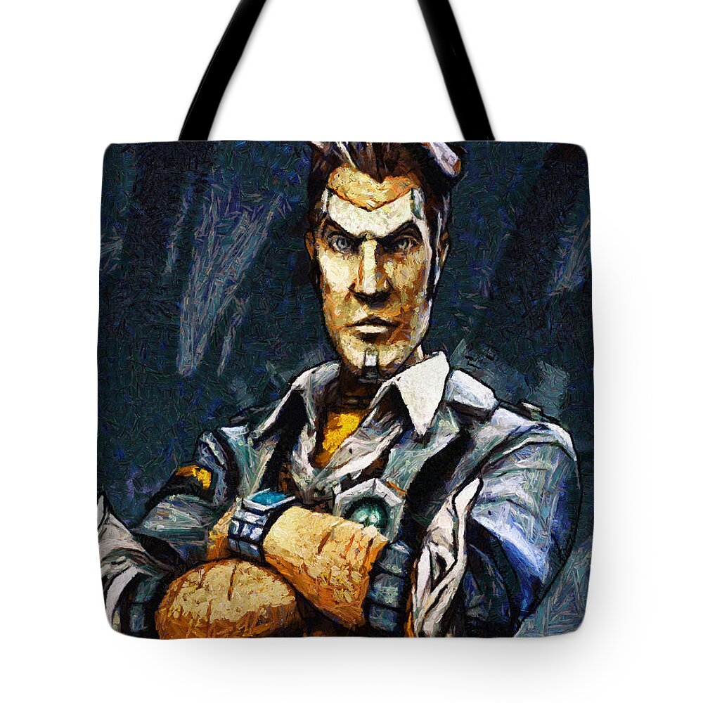 Www.themidnightstreets.net Tote Bag featuring the painting Hey Vault Hunter Handsome Jack Here by Joe Misrasi
