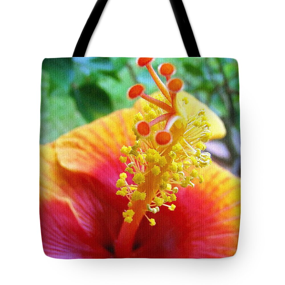 Hibiscus Tote Bag featuring the photograph Hibiscus Antennae by Sue Melvin