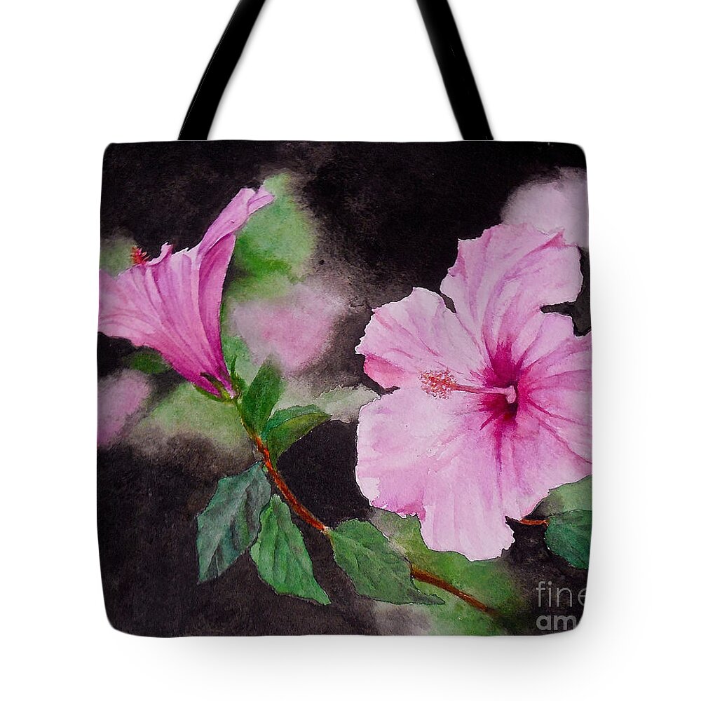 Flowers. Hibiscus Tote Bag featuring the painting Hibiscus - So Pretty in Pink by Sher Nasser