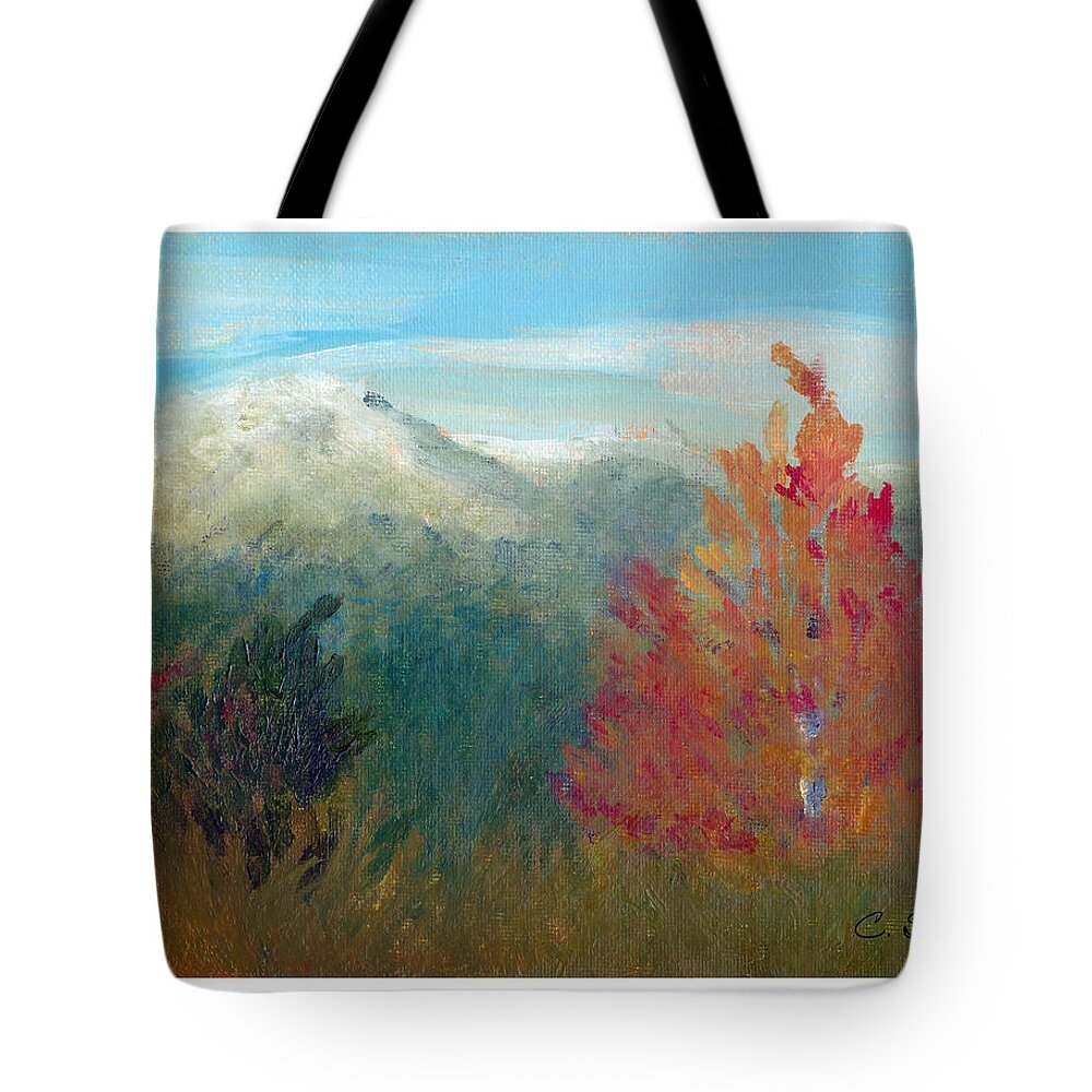 C Sitton Paintings Tote Bag featuring the painting High Country View by C Sitton