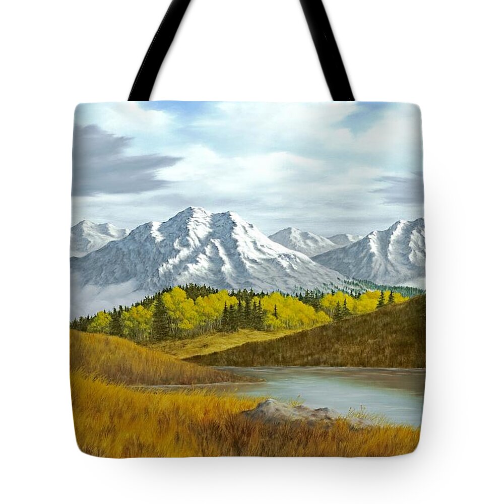 Landscapes Tote Bag featuring the painting High Mountain Autumn by Rick Bainbridge