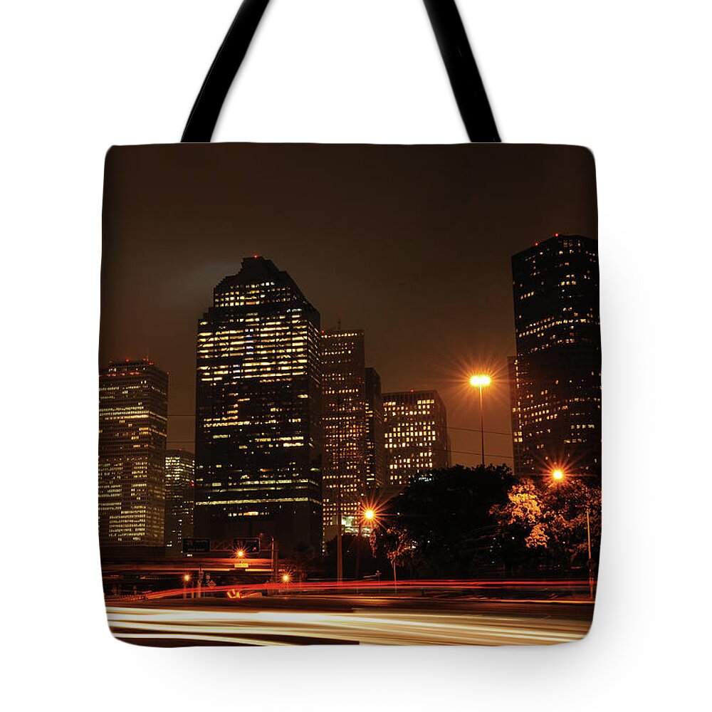 Built Structure Tote Bag featuring the photograph Highway Traffic In Houston by Aimintang