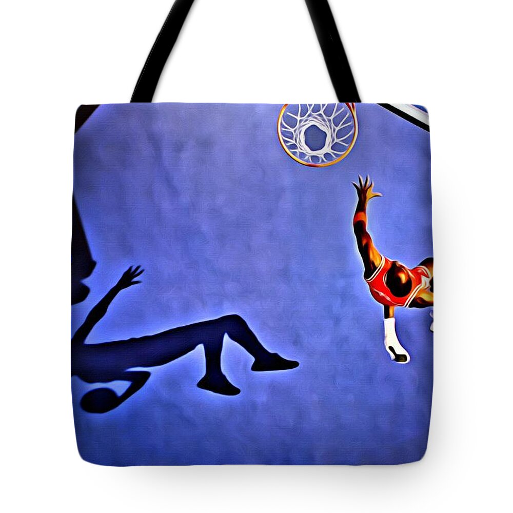 Michael Jordan Tote Bag featuring the painting His Airness Michael Jordan by Florian Rodarte