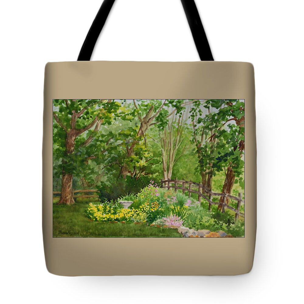 Garden Tote Bag featuring the painting His wife had a garden by Heidi E Nelson