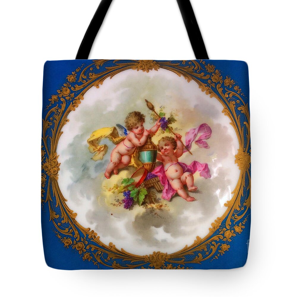 Europe Tote Bag featuring the photograph historic china plate from Lithuania 3 by Rudi Prott
