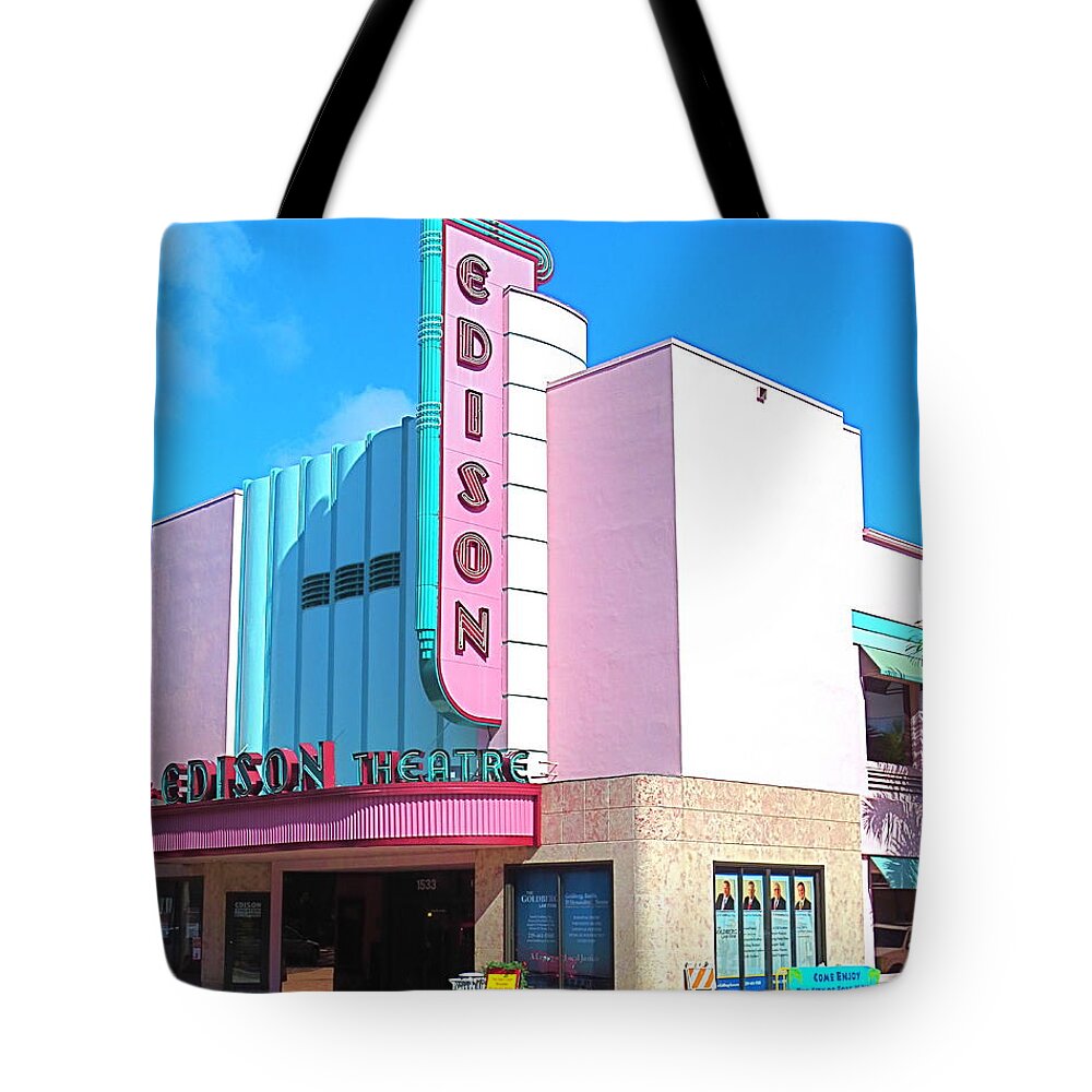 Historic Edison Movie Theater In Downtown Ft. Myers. Florida. Deco Style. Tote Bag featuring the photograph DECO Historic Edison Theater. Ft. Myers. Florida. by Robert Birkenes