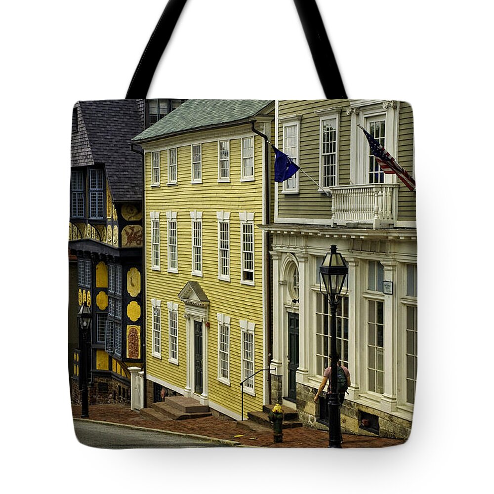 Providence Tote Bag featuring the photograph Historic Street in Providence RI by Nancy De Flon