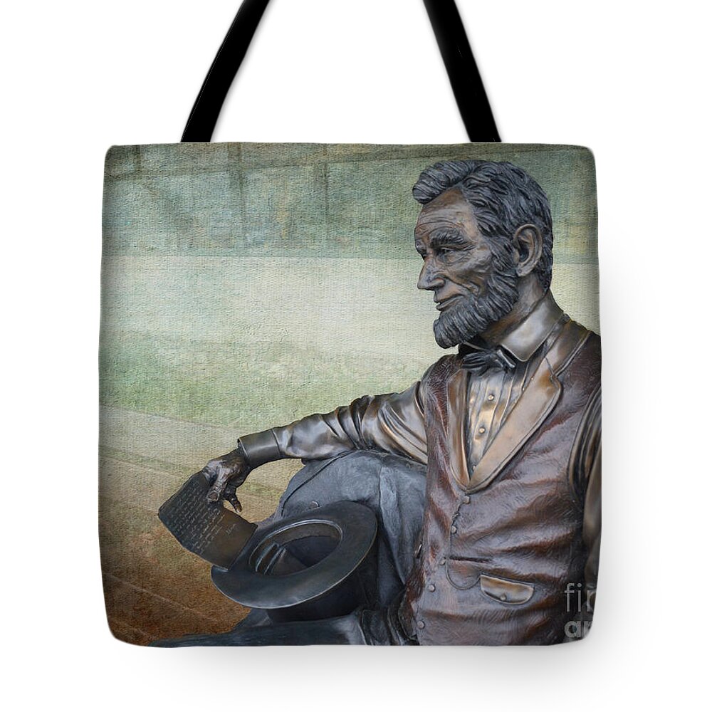Springfield Illinois Tote Bag featuring the photograph History - Abraham Lincoln Contemplates - Luther Fine Art by Luther Fine Art