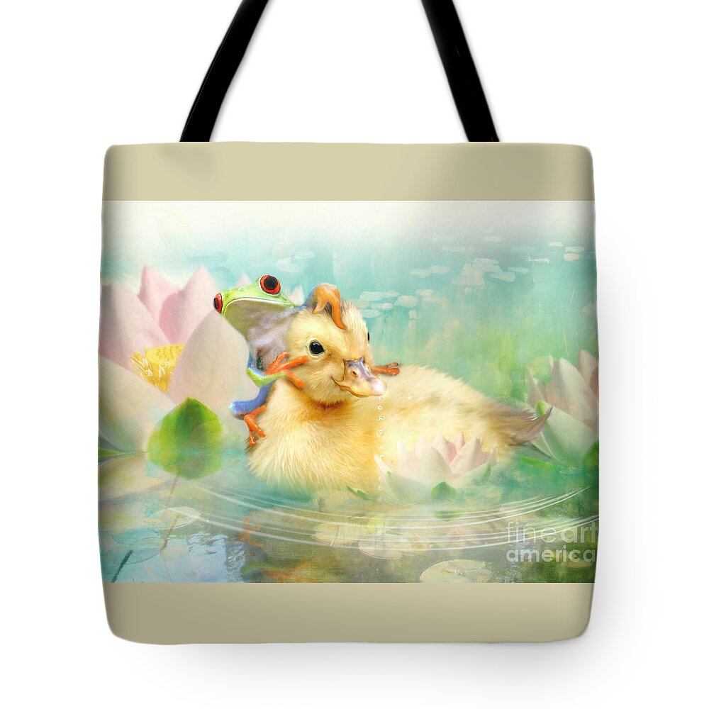 Duck Tote Bag featuring the digital art Hitching a Ride by Trudi Simmonds