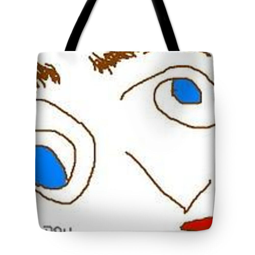 Humor Tote Bag featuring the drawing Hiya Doll by Lenore Senior