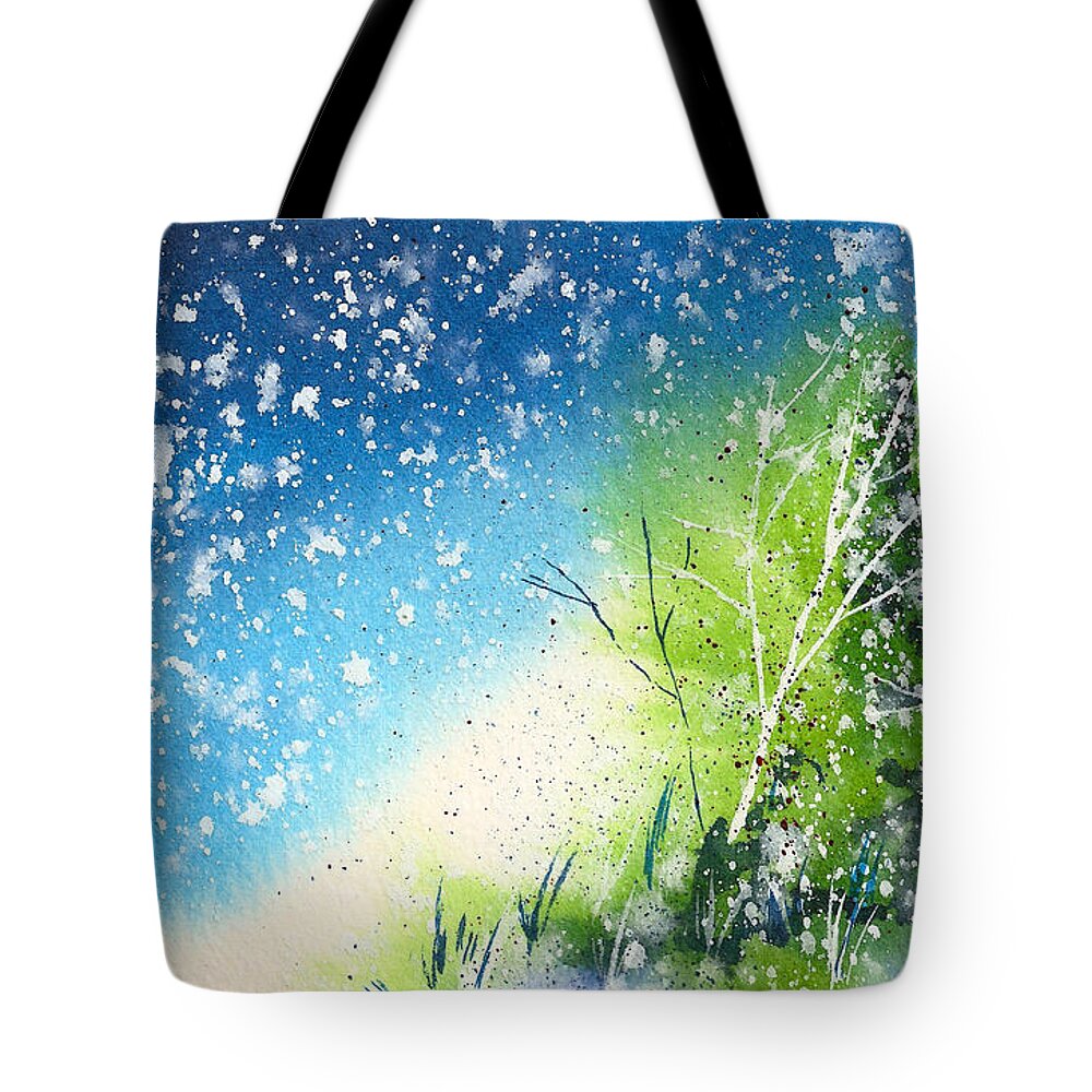 Solstice Tote Bag featuring the painting Holiday Card 23 by Nelson Ruger