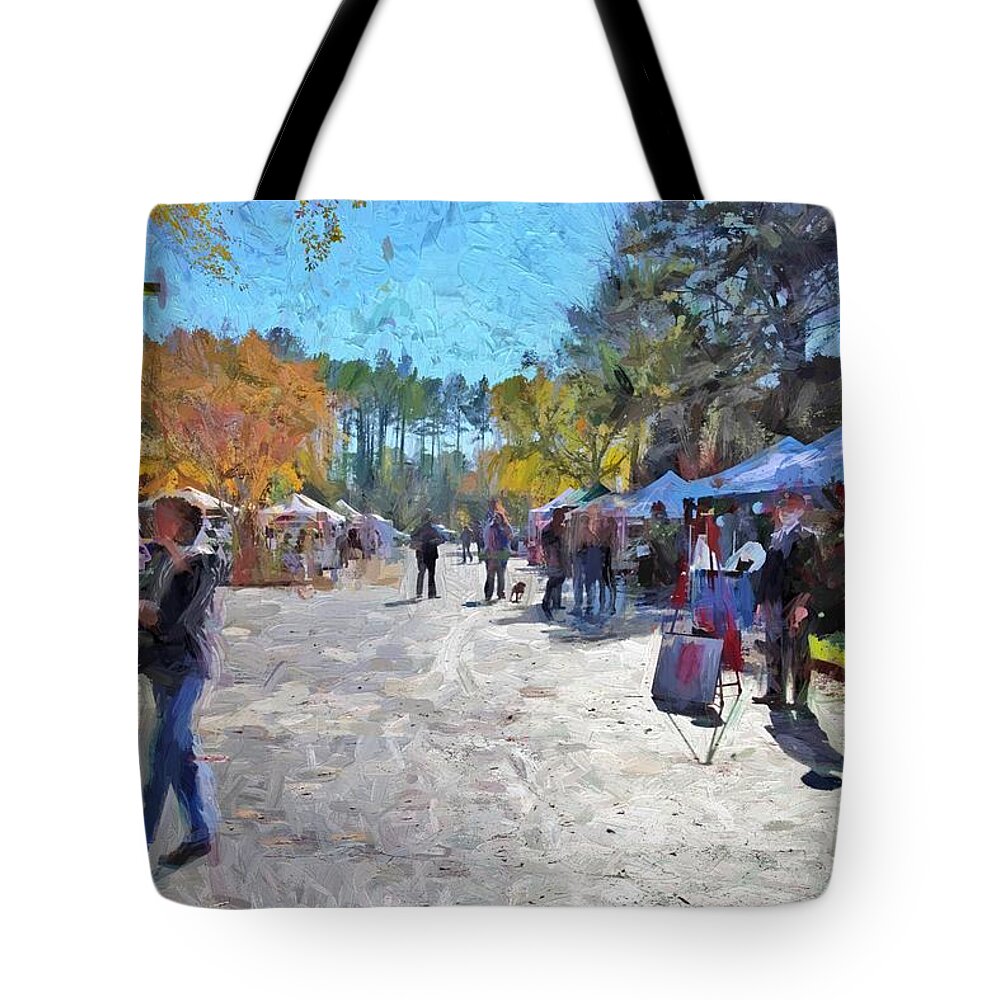 Holiday Tote Bag featuring the digital art Holiday Market by Ludwig Keck