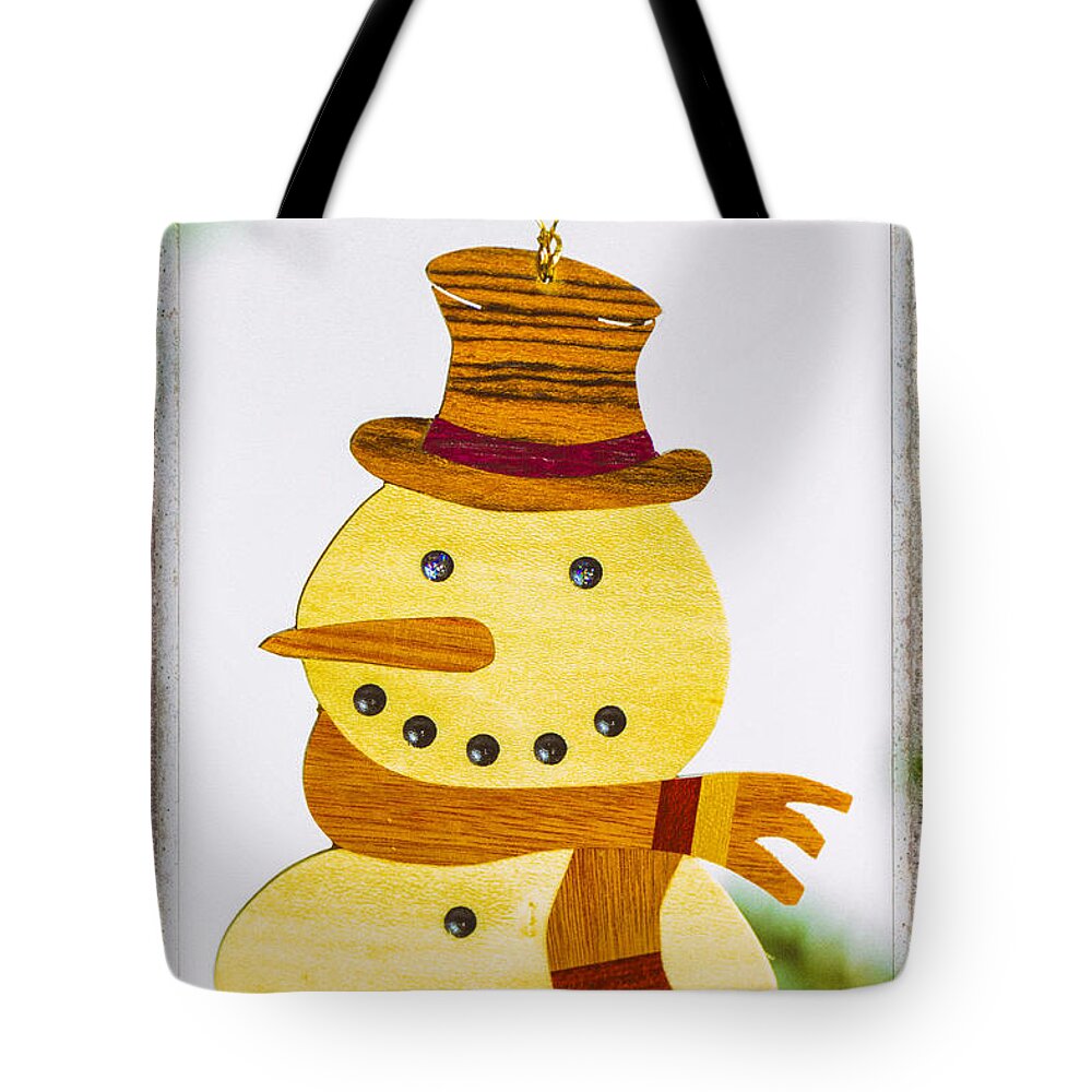 Christmas Tote Bag featuring the photograph Snowman Holiday Image Art by Jo Ann Tomaselli