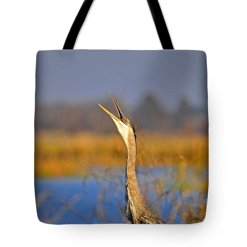 Heron Tote Bag featuring the photograph Hollering Heron by Al Powell Photography USA