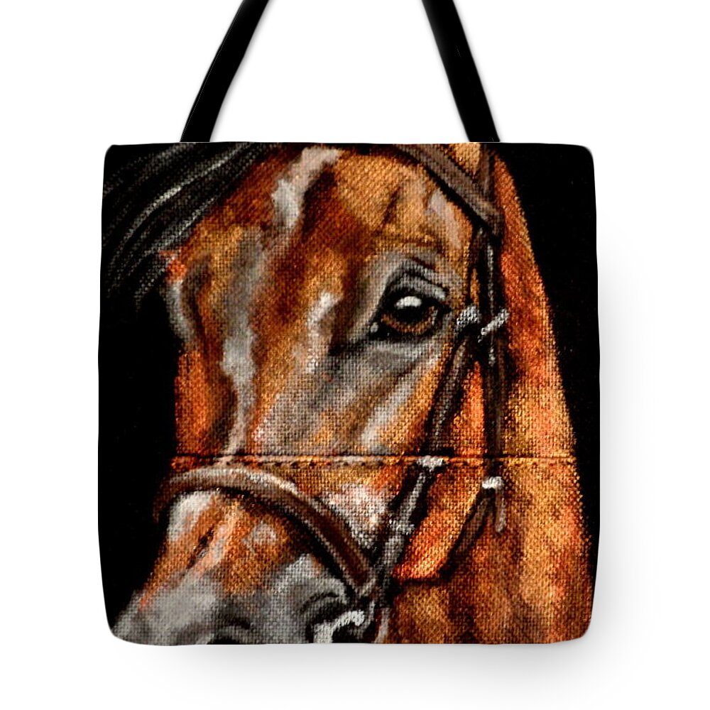 Thoroughbred Mare Chestnut In Color Tote Bag featuring the painting Holly by Carol Russell