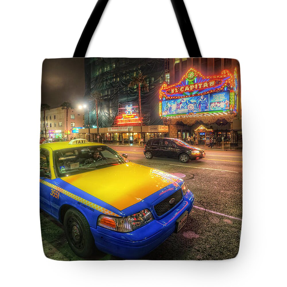 Yhun Suarez Tote Bag featuring the photograph Hollywood Taxi by Yhun Suarez