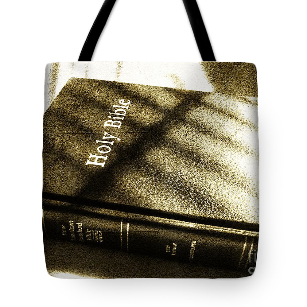 Vintage Tote Bag featuring the photograph Holy Bible by Andrea Anderegg