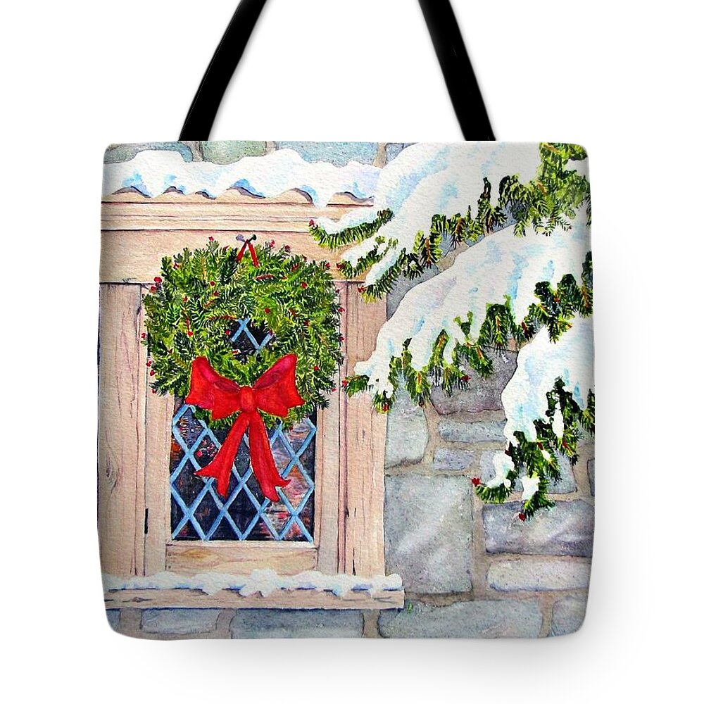 Card Tote Bag featuring the painting Home for the Holidays by Mary Ellen Mueller Legault