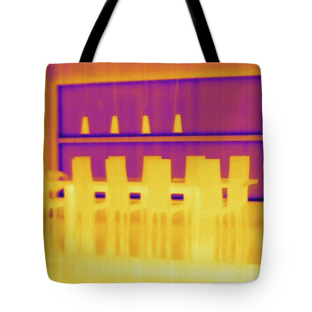 Thermography Tote Bag featuring the photograph Home In Winter, Thermogram by Science Stock Photography