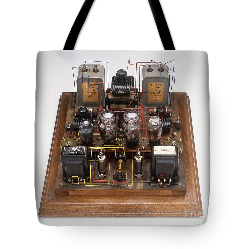 1920s Tote Bag featuring the photograph Home-made Radio Amplifier, 1920s by Clive Streeter / Dorling Kindersley / Science Museum, London