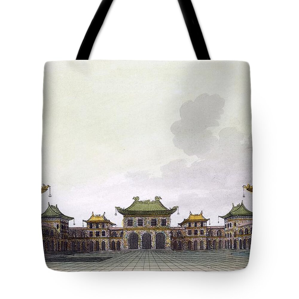 Illustration Tote Bag featuring the drawing Home Of A Rich Individual In Peking by Italian School