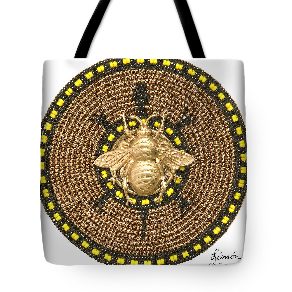 Turtle Tote Bag featuring the mixed media Honey Bee Turtle by Douglas Limon