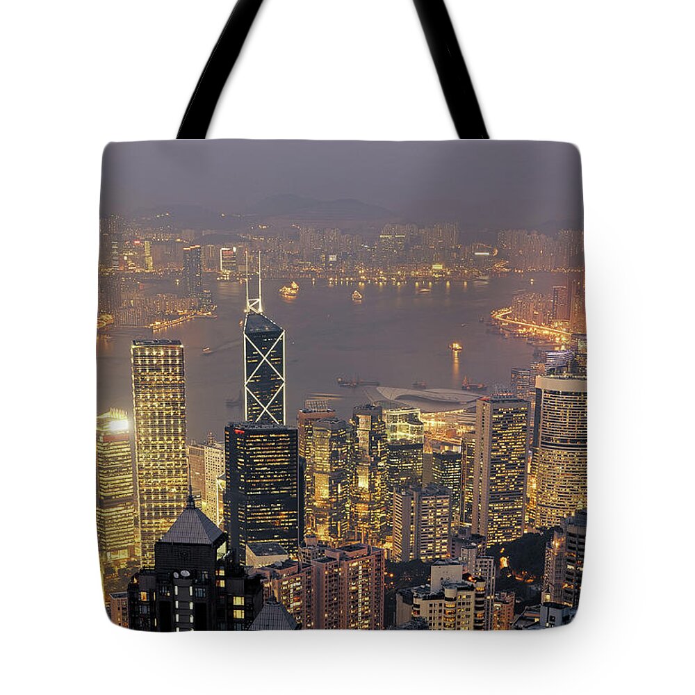 Chinese Culture Tote Bag featuring the photograph Hong Kong City Skyline by Vii-photo