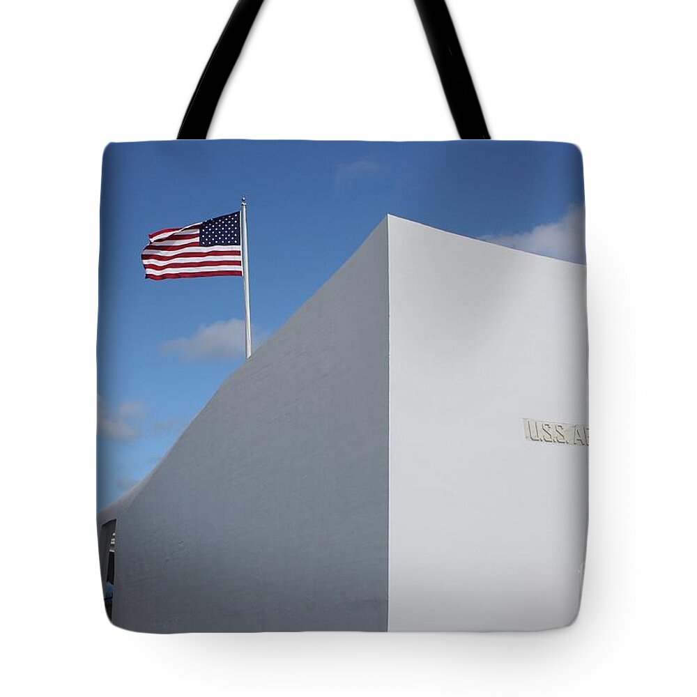 Pearl Harbor Tote Bag featuring the photograph Honor - USS Arizona Memorial by Veronica Batterson