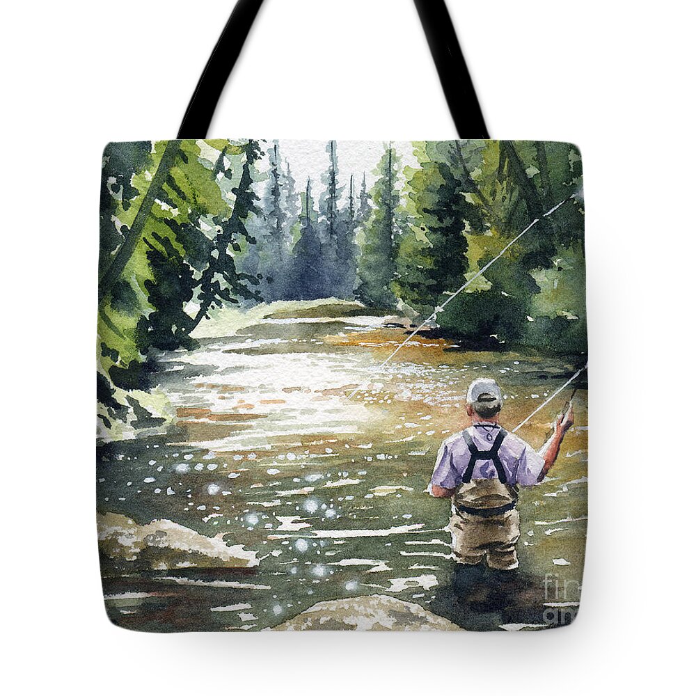 Fly Tote Bag featuring the painting Hooked Up II by David Rogers