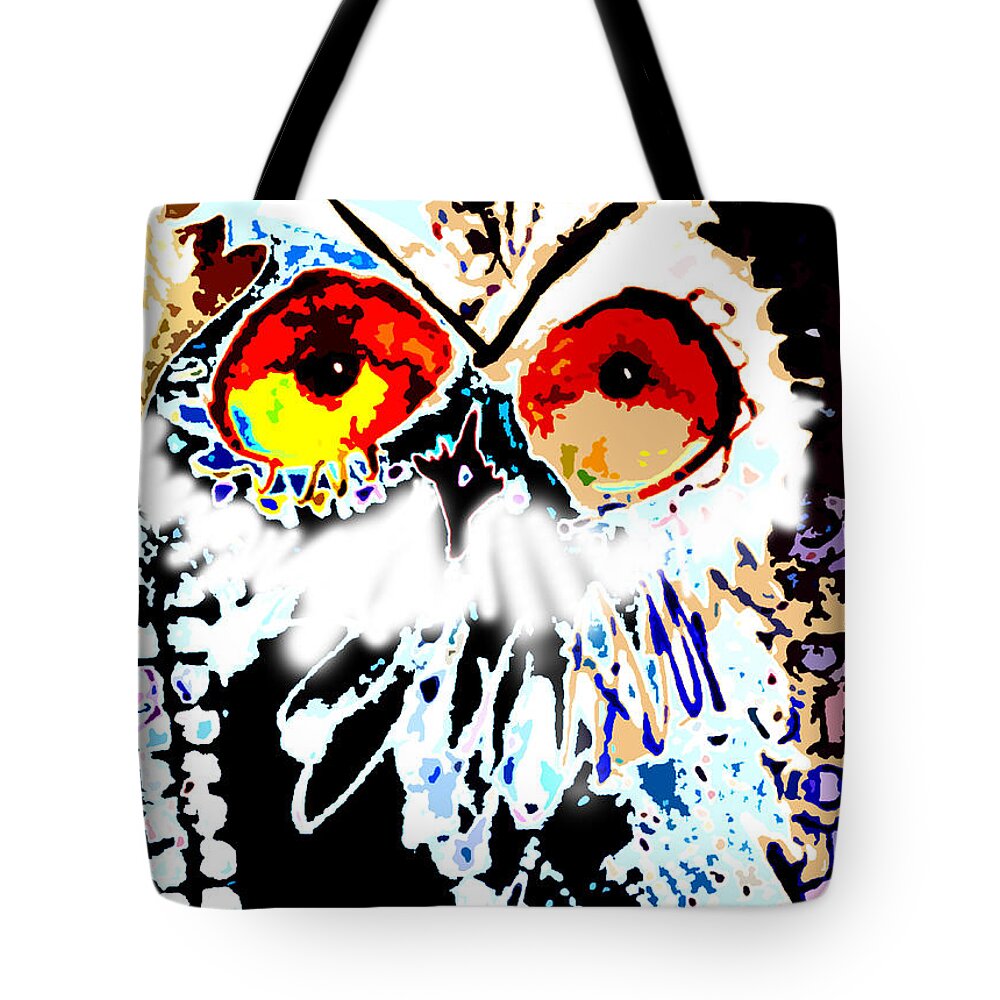 Moon Tote Bag featuring the painting Hoot Digitized by Laurel Bahe