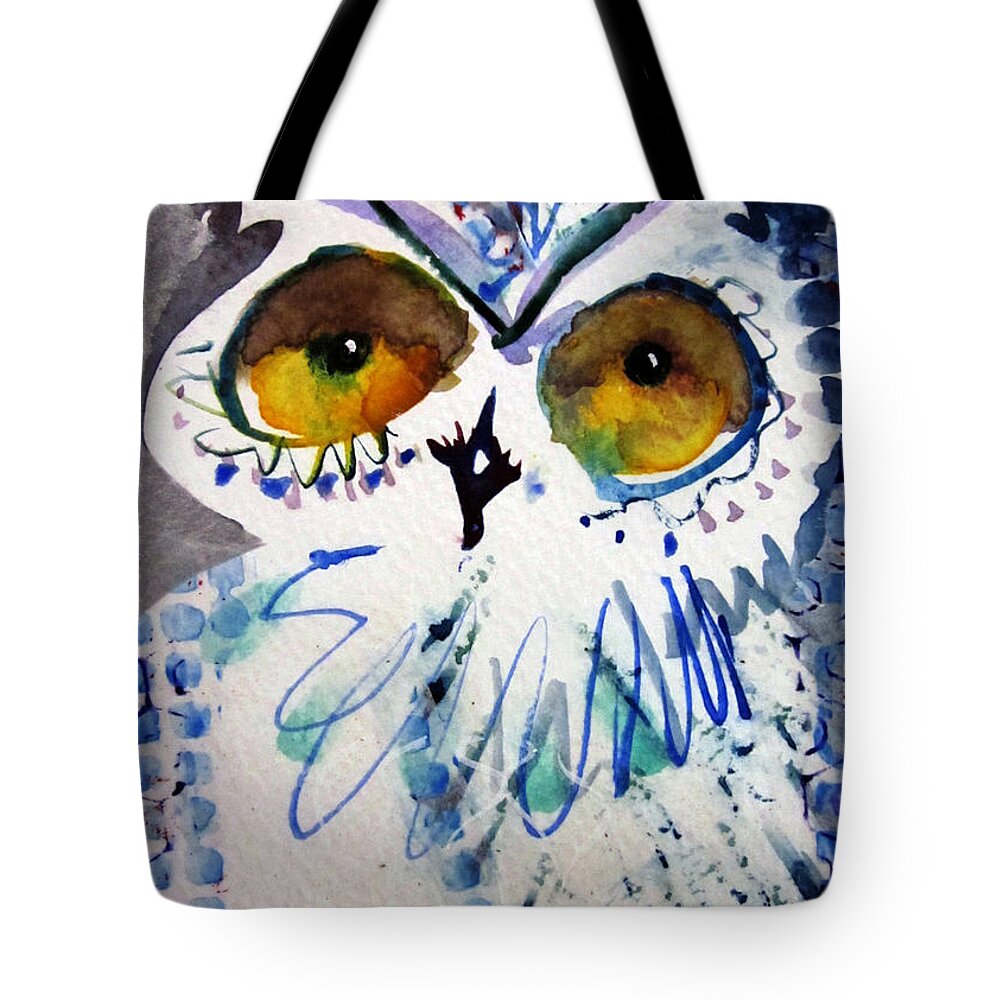 Children's Room Tote Bag featuring the painting Hoot Uncropped by Laurel Bahe