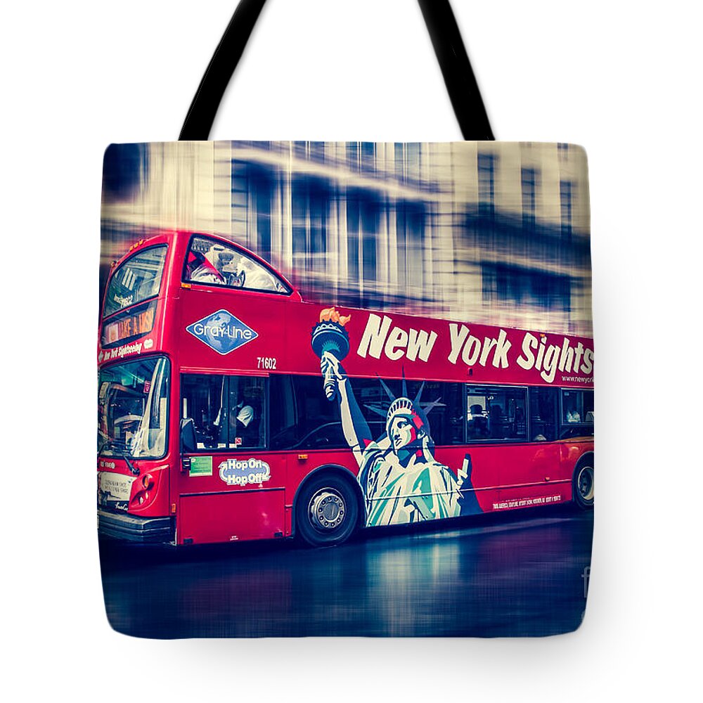 Nyc Tote Bag featuring the photograph hop on hop off through NYC by Hannes Cmarits