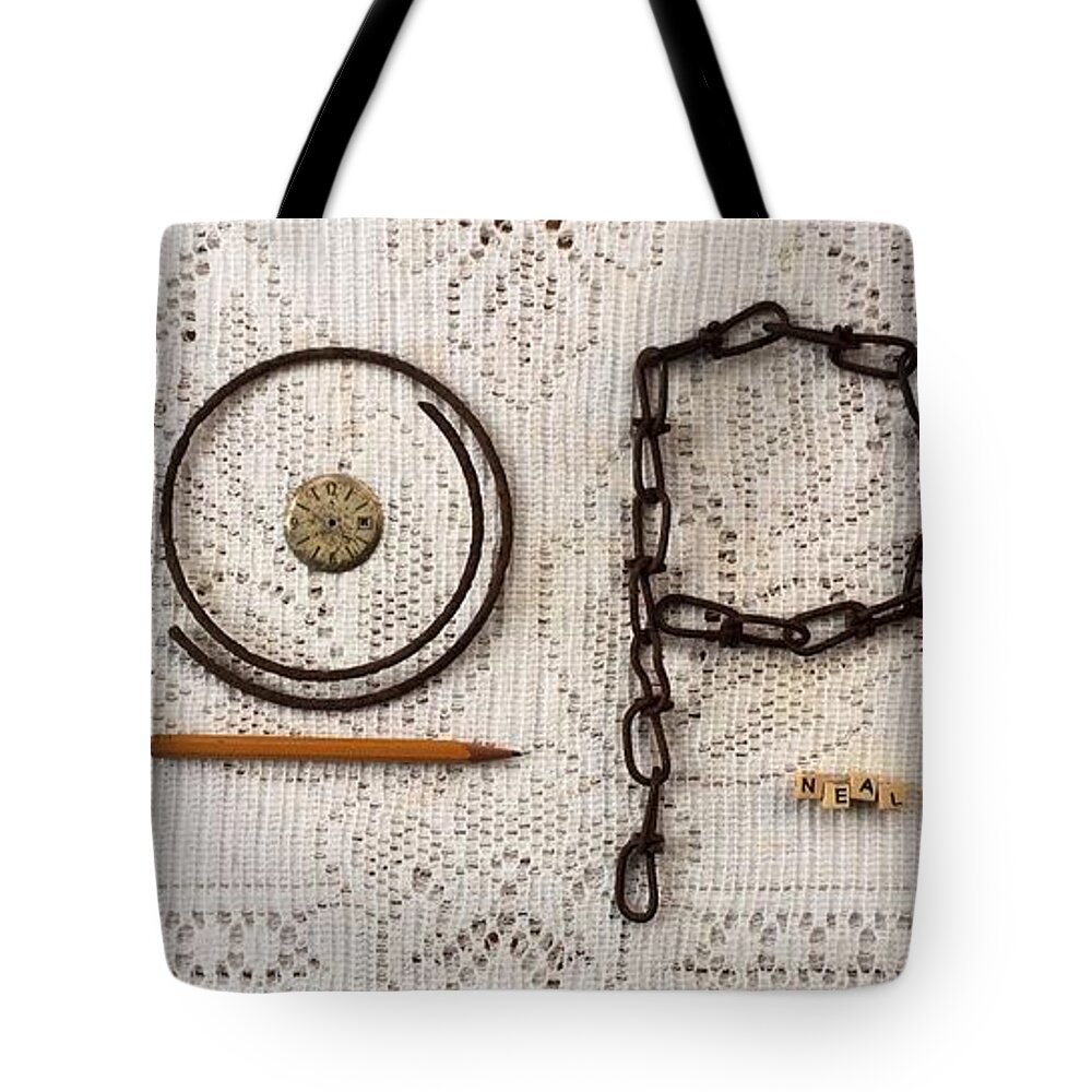 Hope....always A Welcome Message And Here It Is Formed From Worn Vintage Objects. Tote Bag featuring the mixed media Hope by Carol Neal