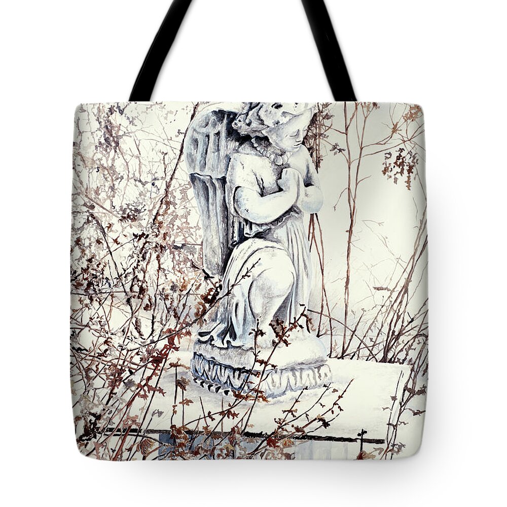 Angel Tote Bag featuring the painting Hope In Winter by Carolyn Coffey Wallace