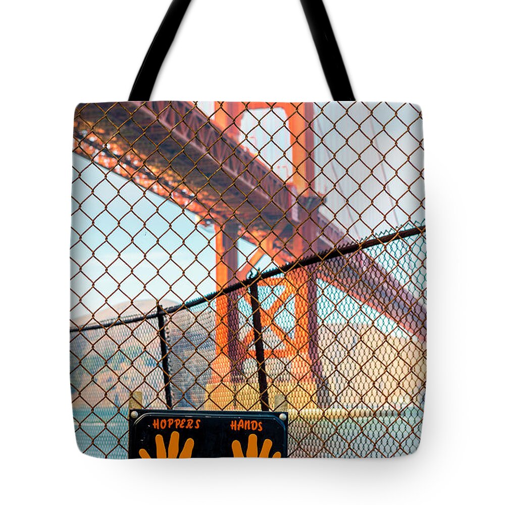 Golden Gate Bridge Tote Bag featuring the photograph Hoppers Hands by Jerry Fornarotto