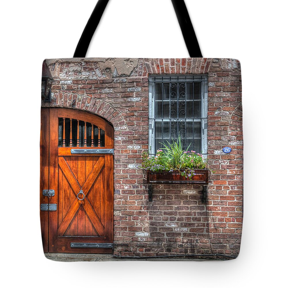 Carriage Tote Bag featuring the photograph Horse Carriage Doors by Dale Powell