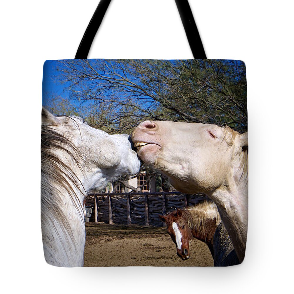 Animals Tote Bag featuring the photograph Horse Emotion by Mary Lee Dereske