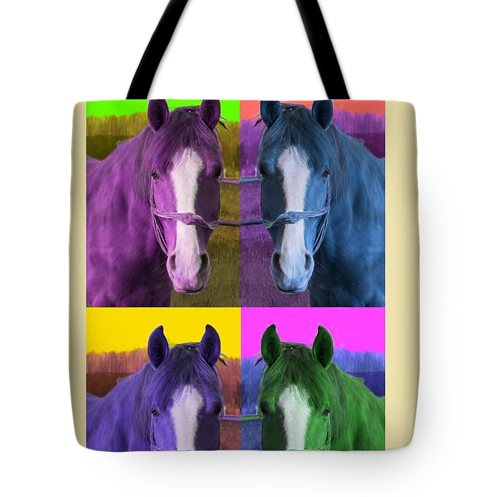 Horses Tote Bag featuring the painting Horse of a Different Color by Bruce Nutting