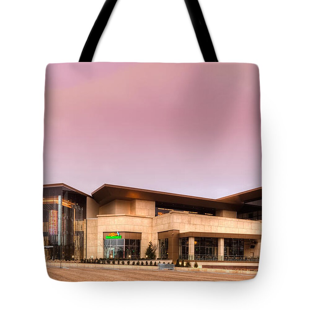 Horseshoe Casino Tote Bag featuring the photograph Horseshoe Casino Red Dawn by Keith Allen