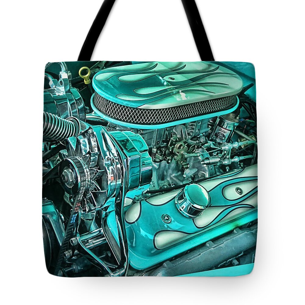 Victor Montgomery Tote Bag featuring the photograph Hot Rod Engine by Vic Montgomery