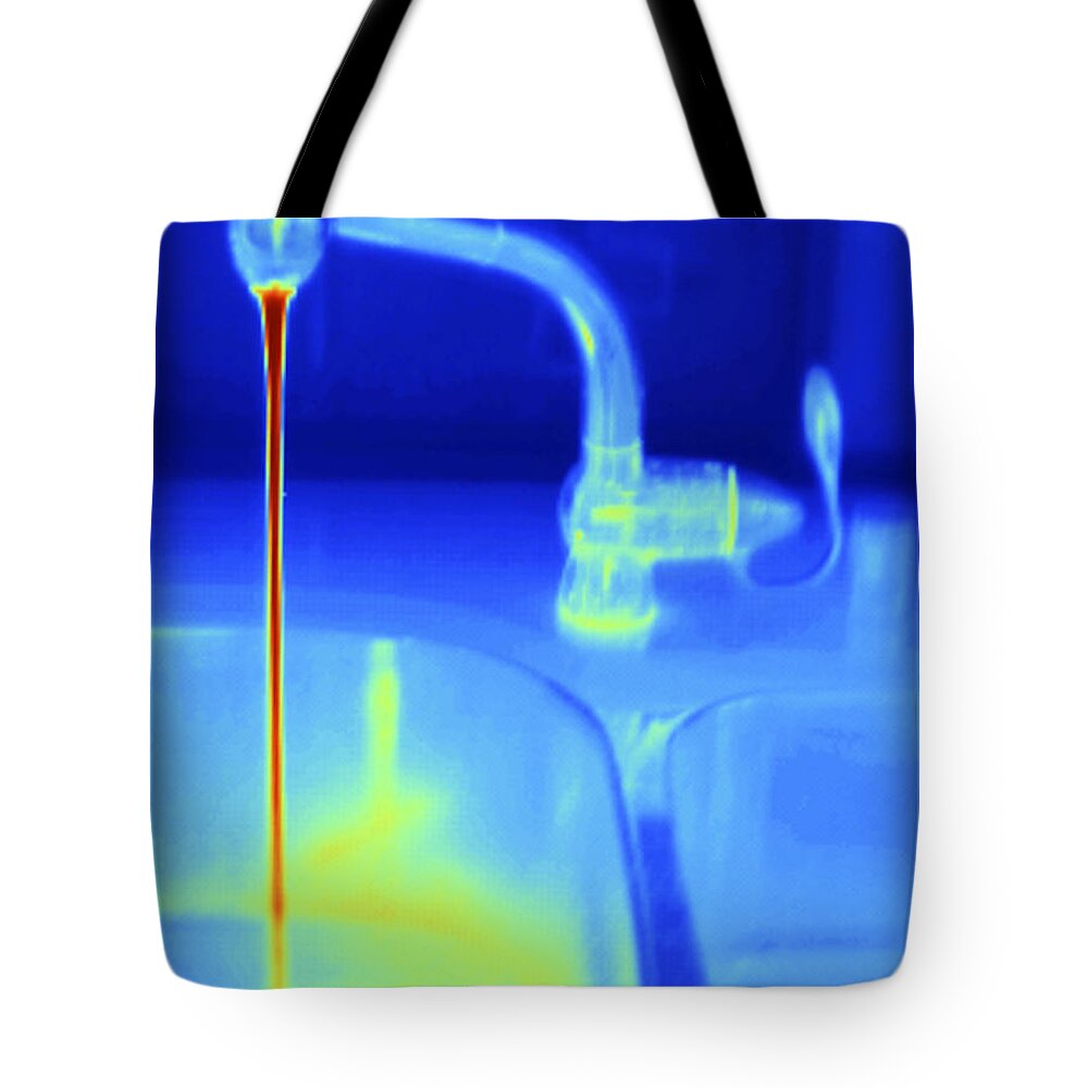 Electromagnetic Radiation Tote Bag featuring the photograph Hot Water Faucet by GIPhotoStock