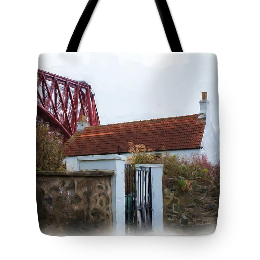 House At The Bridge Tote Bag featuring the photograph House at the bridge by Elena Perelman