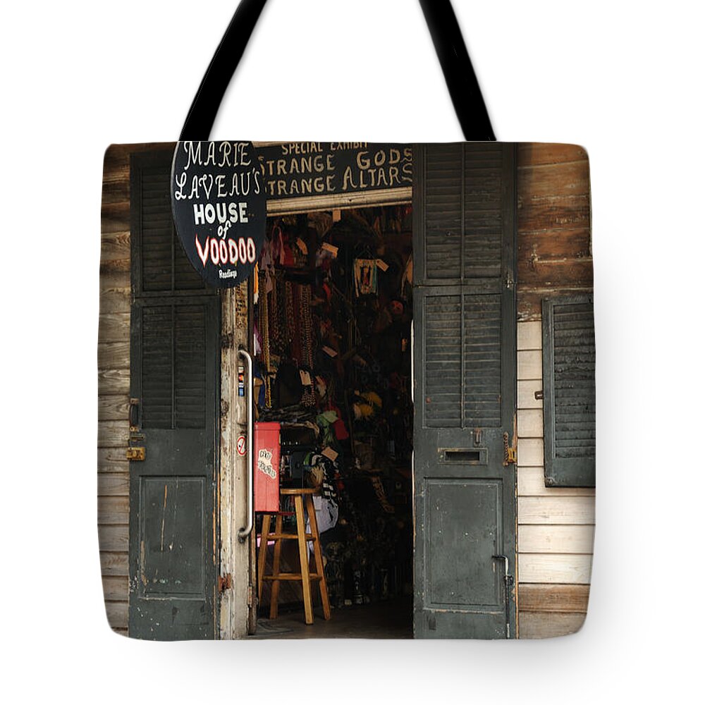 Bourbon Street Tote Bag featuring the photograph House of Voodoo by Bradford Martin