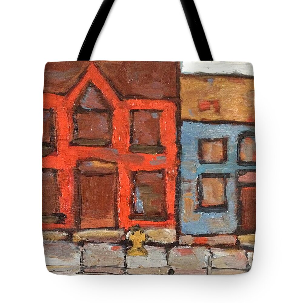 Houses Tote Bag featuring the painting Houses in Portsmouth by David Dossett