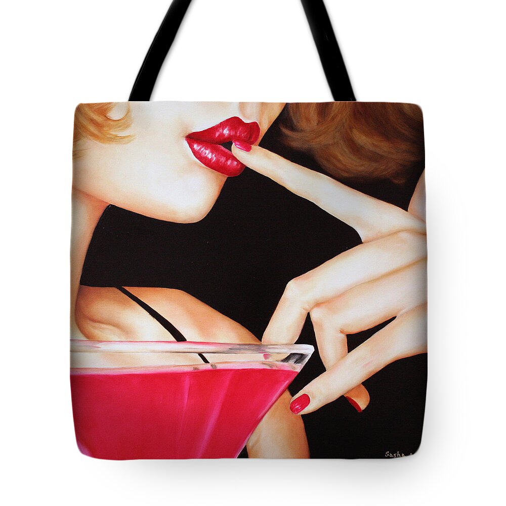 Lady Tote Bag featuring the painting How About My Place by Alexandra Louie
