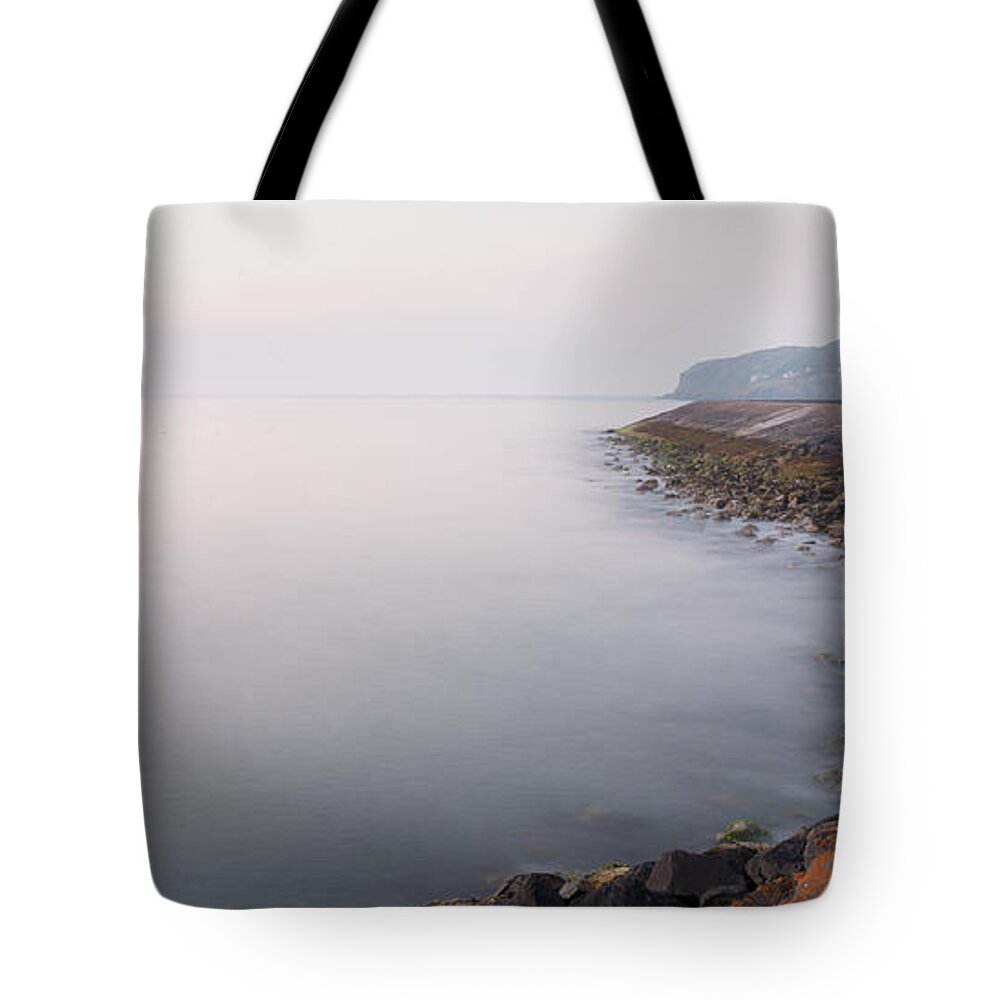 Clouds Tote Bag featuring the photograph Howth East Pier on a Misty Morning by Semmick Photo