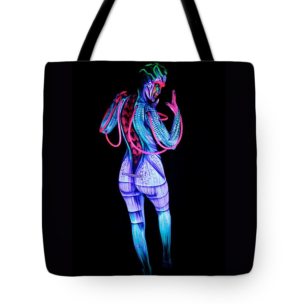 H.r. Giger Tote Bag featuring the photograph H.R. Giger Inspired C by Alex Hansen - Julian Bartram - Cully Firmin