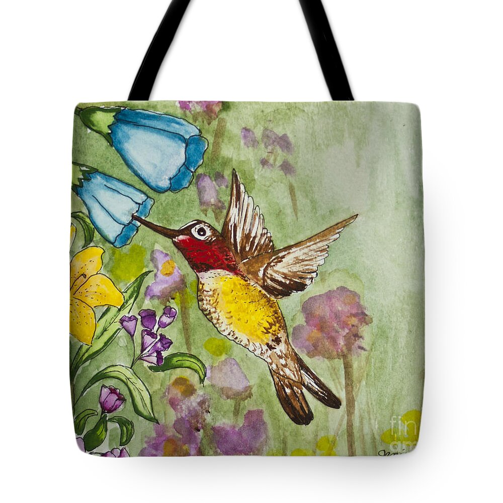 Humming Bird Tote Bag featuring the painting Humming Bird by Janis Lee Colon