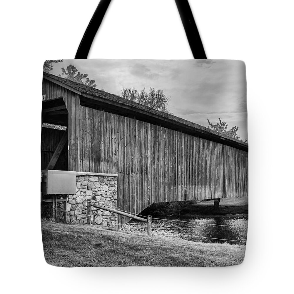 Bridges Tote Bag featuring the photograph Hunsecker's Mill Bridge by Guy Whiteley